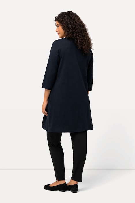 Longshirt, Zierbänder, A-Linie, V-Ausschnitt, 3/4-Arm