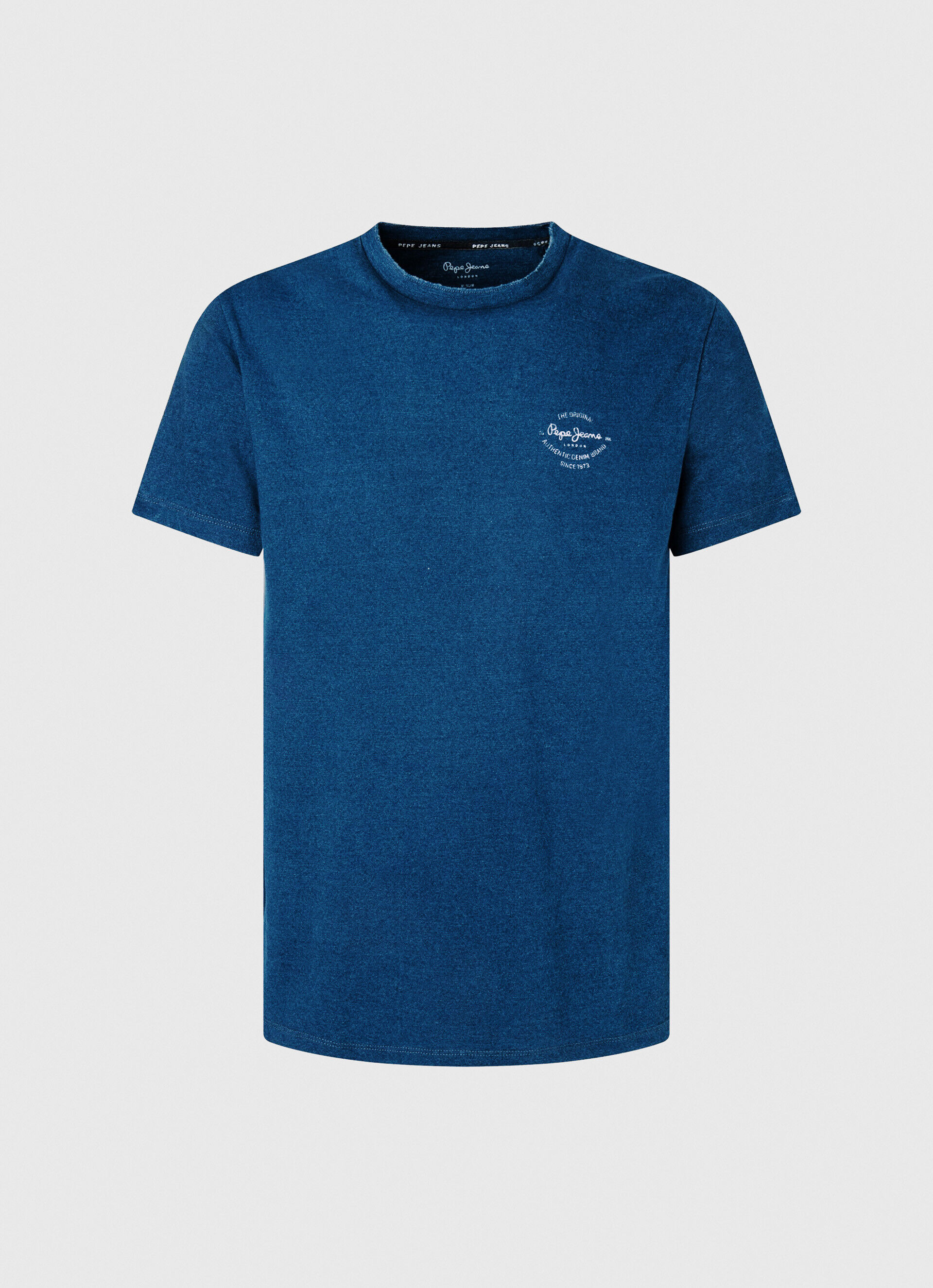 Camiseta de algodão com logotipo estampado - azul índigo