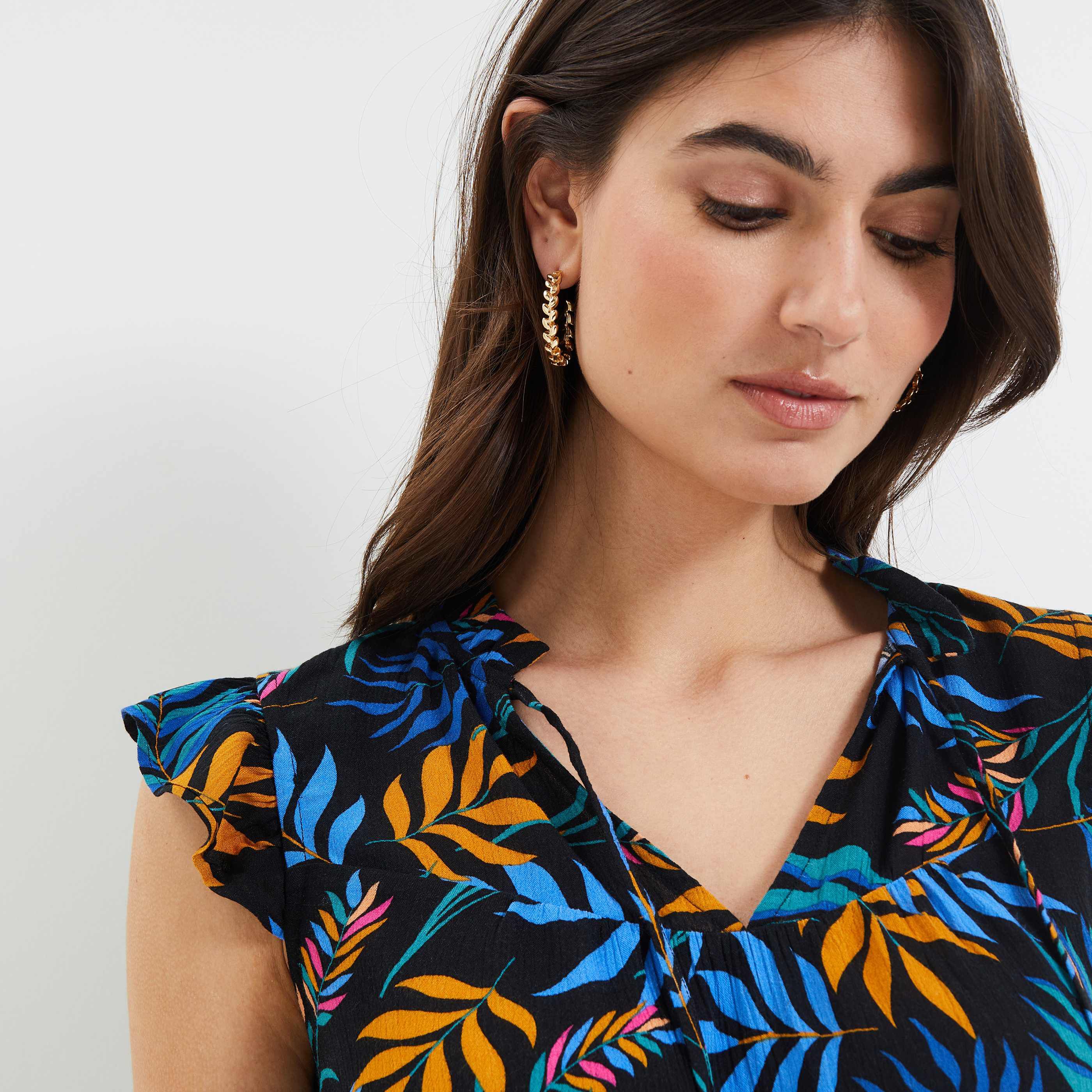 Blouse imprimée femme - NOIR