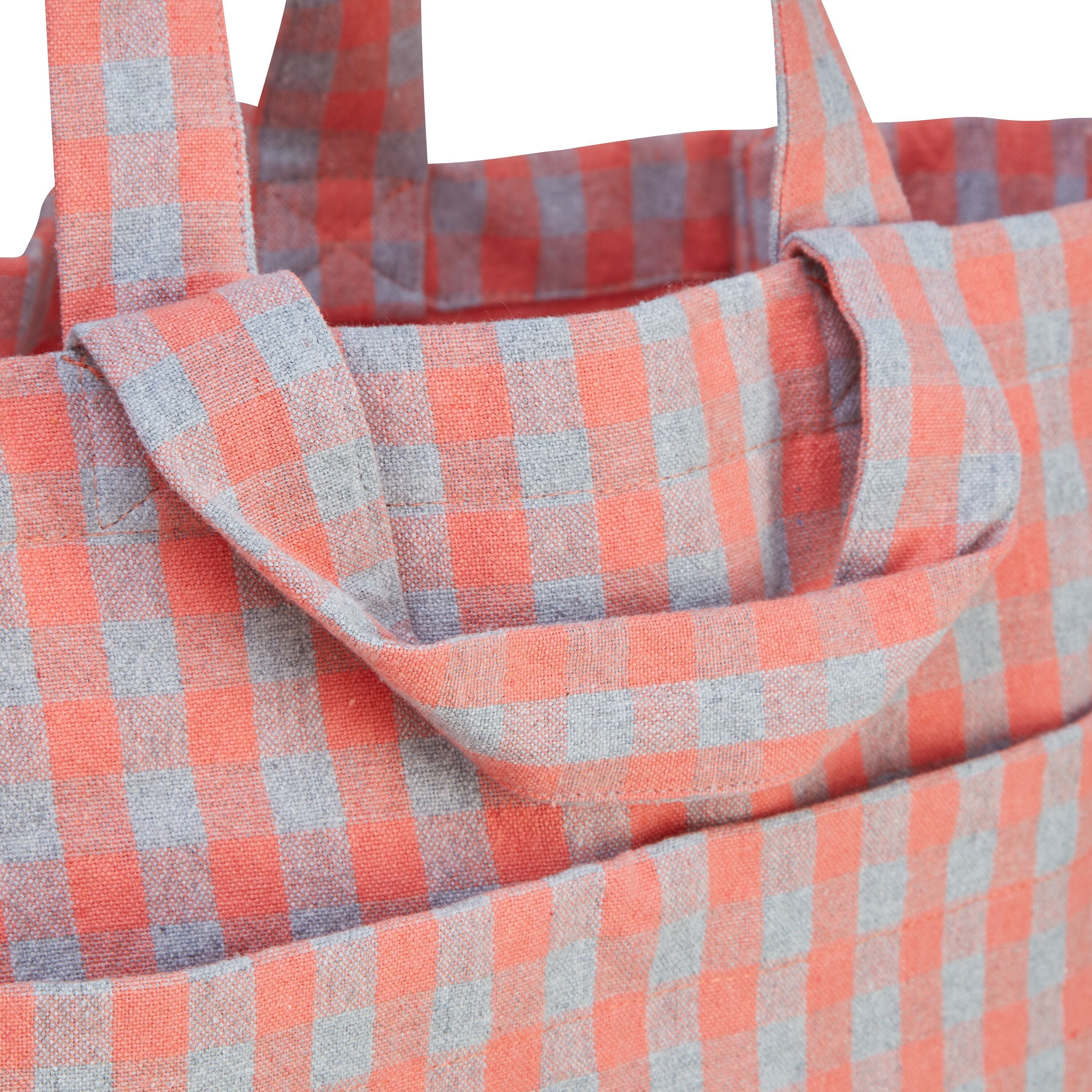 SO-VICHY EINKAUFSTASCHE GRS CORAL/GRAU - Grau, Lachs / B: 35.0 cm x T: 11.0 cm x H: 43.0 cm