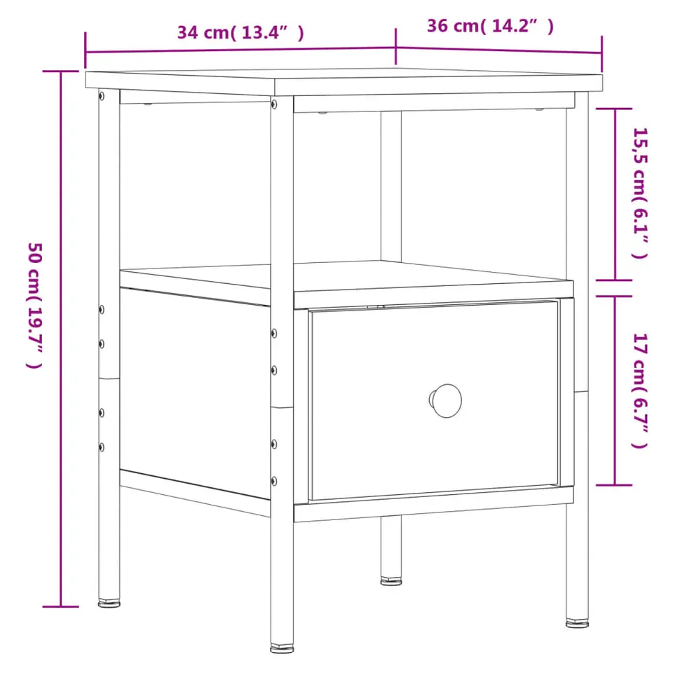 vidaXL - Nachtkastje - Bruin - Bewerkt hout - 2 stuks