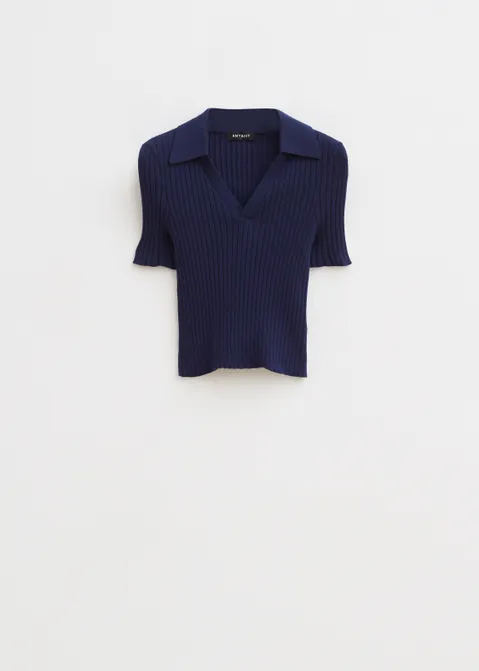 Polo trui met rib structuur blauw (BLW.D)