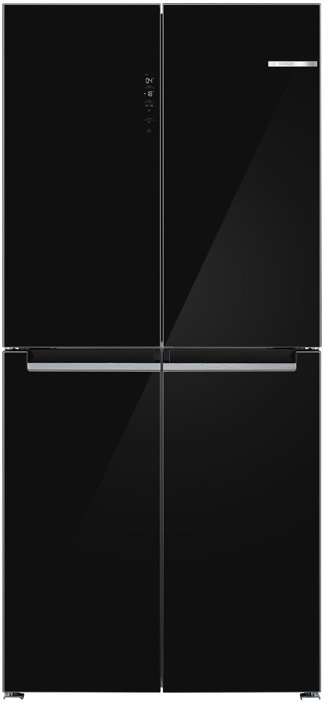Bosch KMC85LBEA, Serie 4, French Door Kühlschrank, 189,5 x 85,5 cm, 324 L Kühlen & 223 L Gefrieren, NoFrost, Vita Fresh XXL für längere Frische, Glasfront Schwarz, schneller Kühlen, LED-Beleuchtung