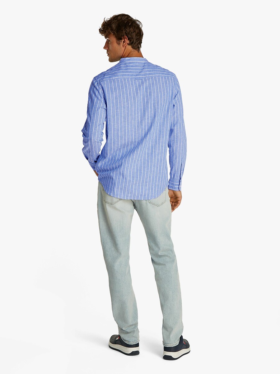 TOMMY JEANS<br>Camisa listrada de algodão e linho