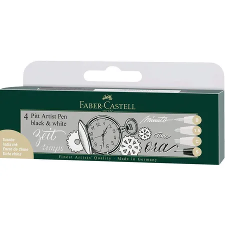 Faber-Castell Tuschestift Pitt Artist Pen Black and White, 4er Set