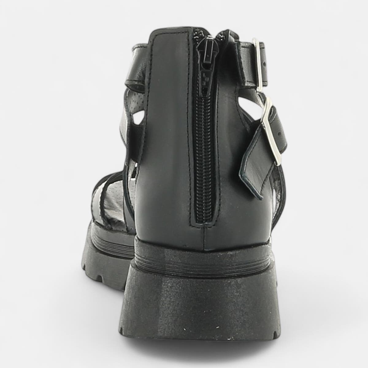 Sandales Femme en cuir noir