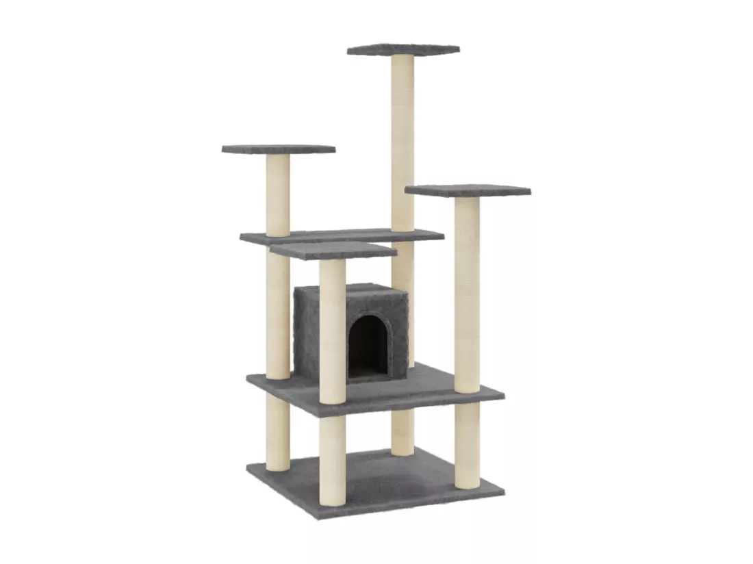 Arbre à chat avec griffoirs en sisal Gris foncé 110 cm