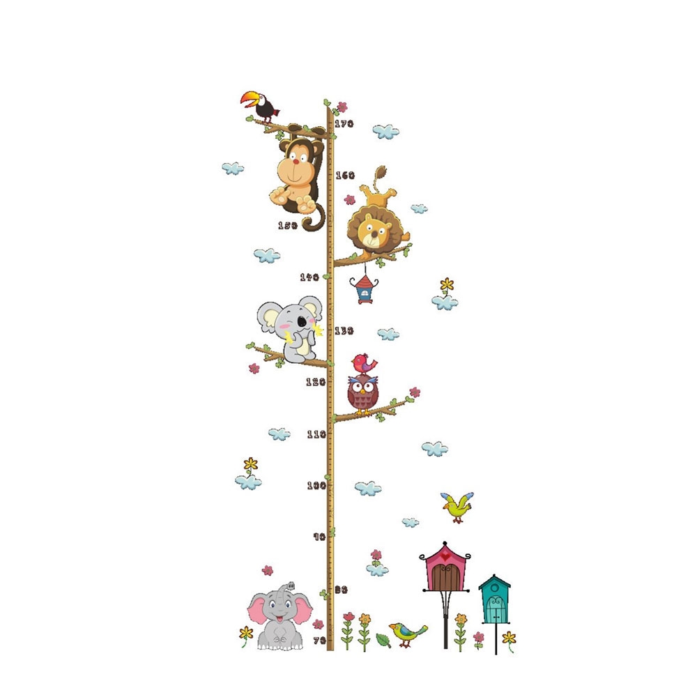 (70-170cm) Wandtattoo Kinderzimmer Aufkleber Wachstum Diagramm Deko Wandsticker - Zoo Tiere