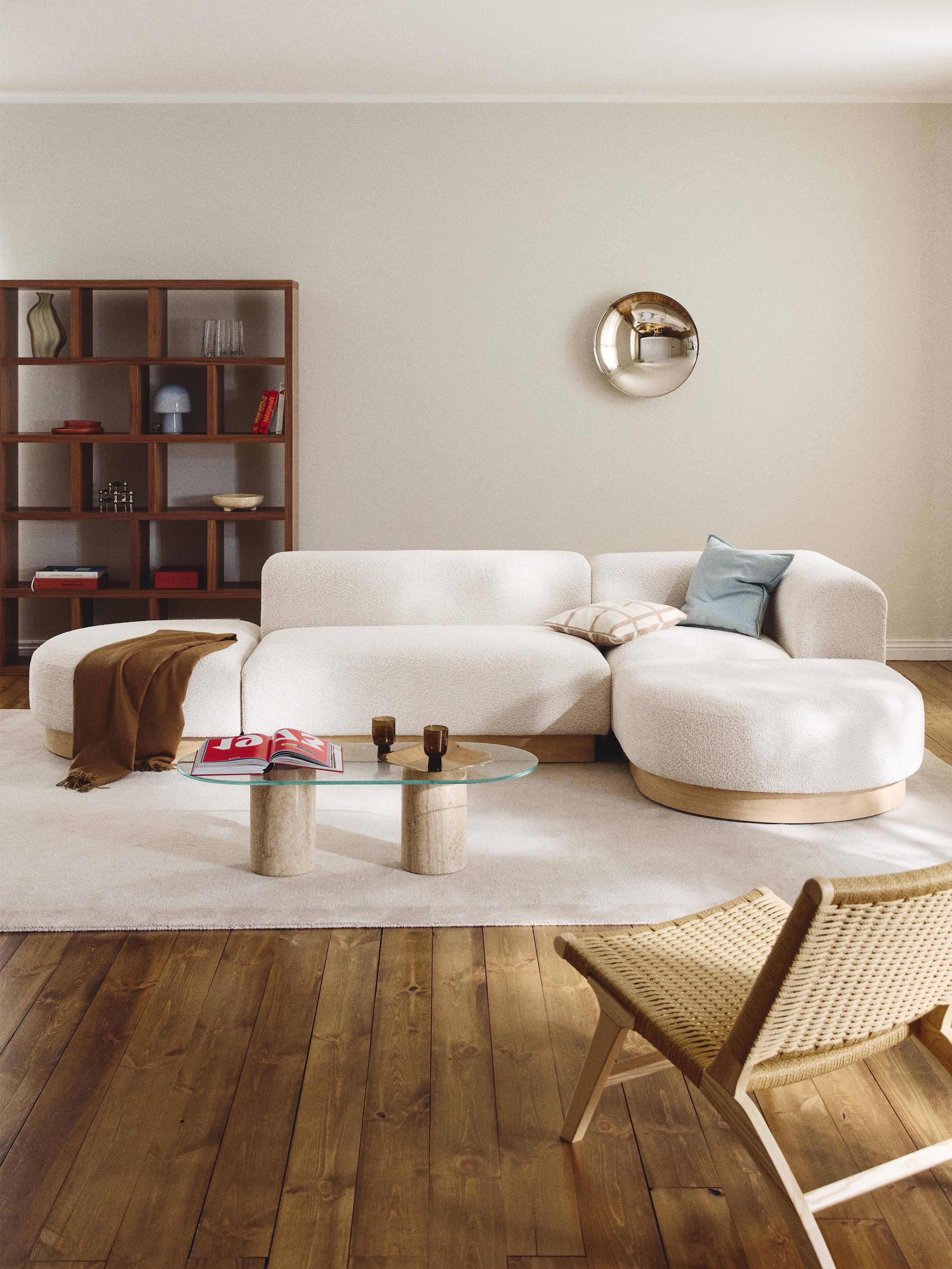 Modulaire hoekbank Natalie van teddy-bouclé