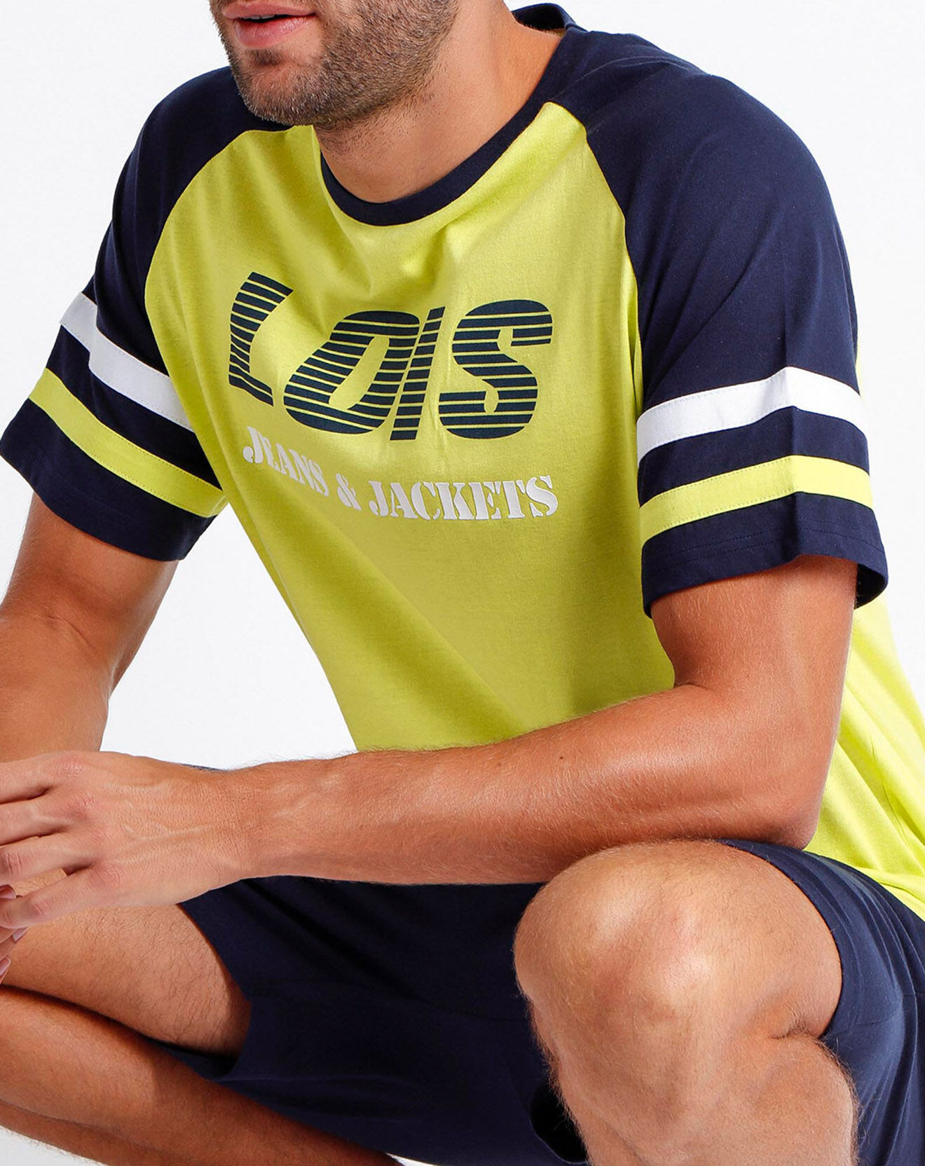 Lois Pyjama jaune/bleu marine