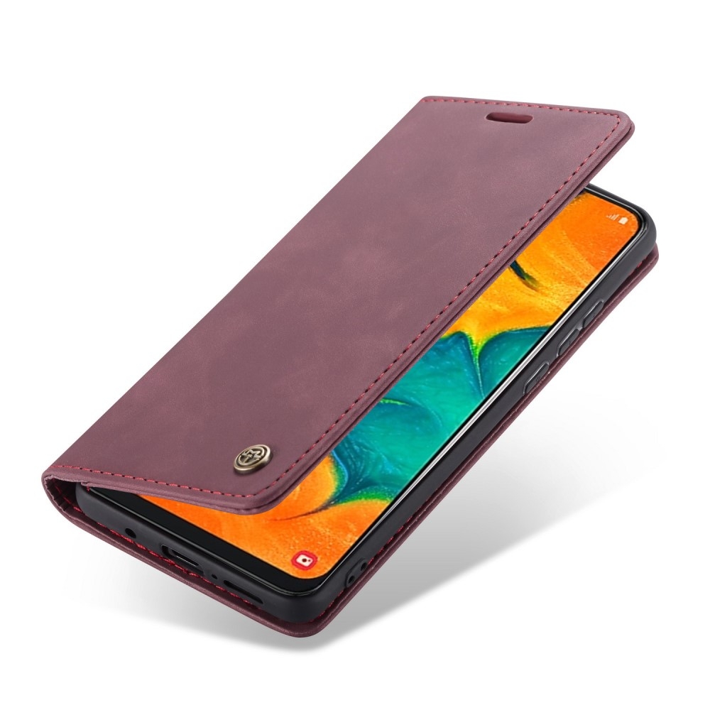 Samsung Galaxy A40 Leder Tasche Flip Wallet Etui mit Kartenfächern - Weinrot