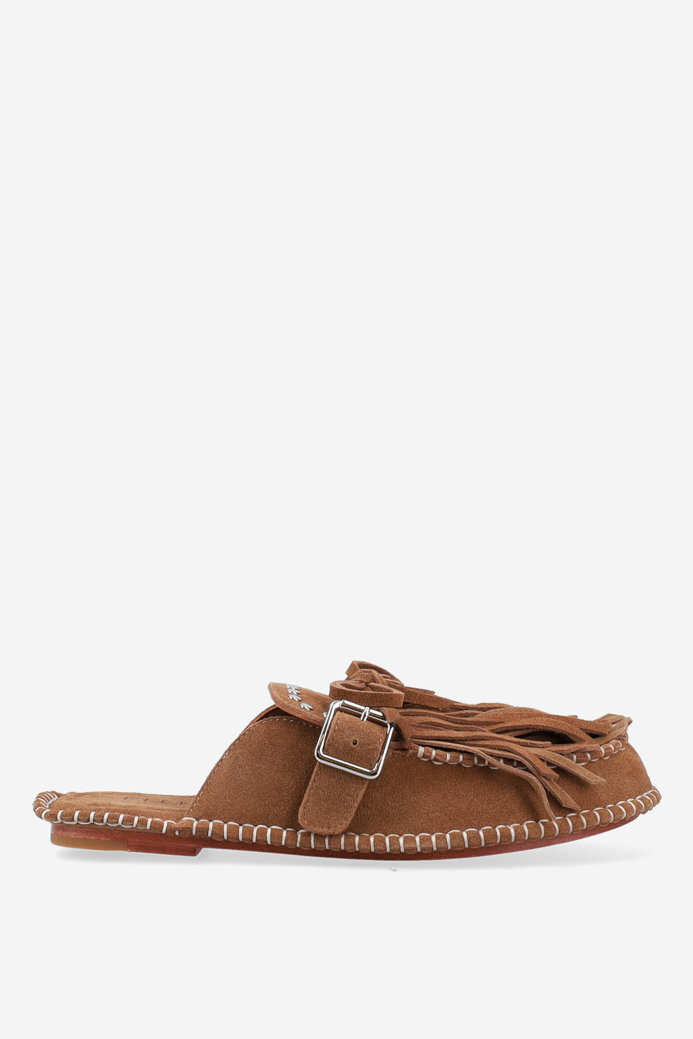 Fringed suede mules