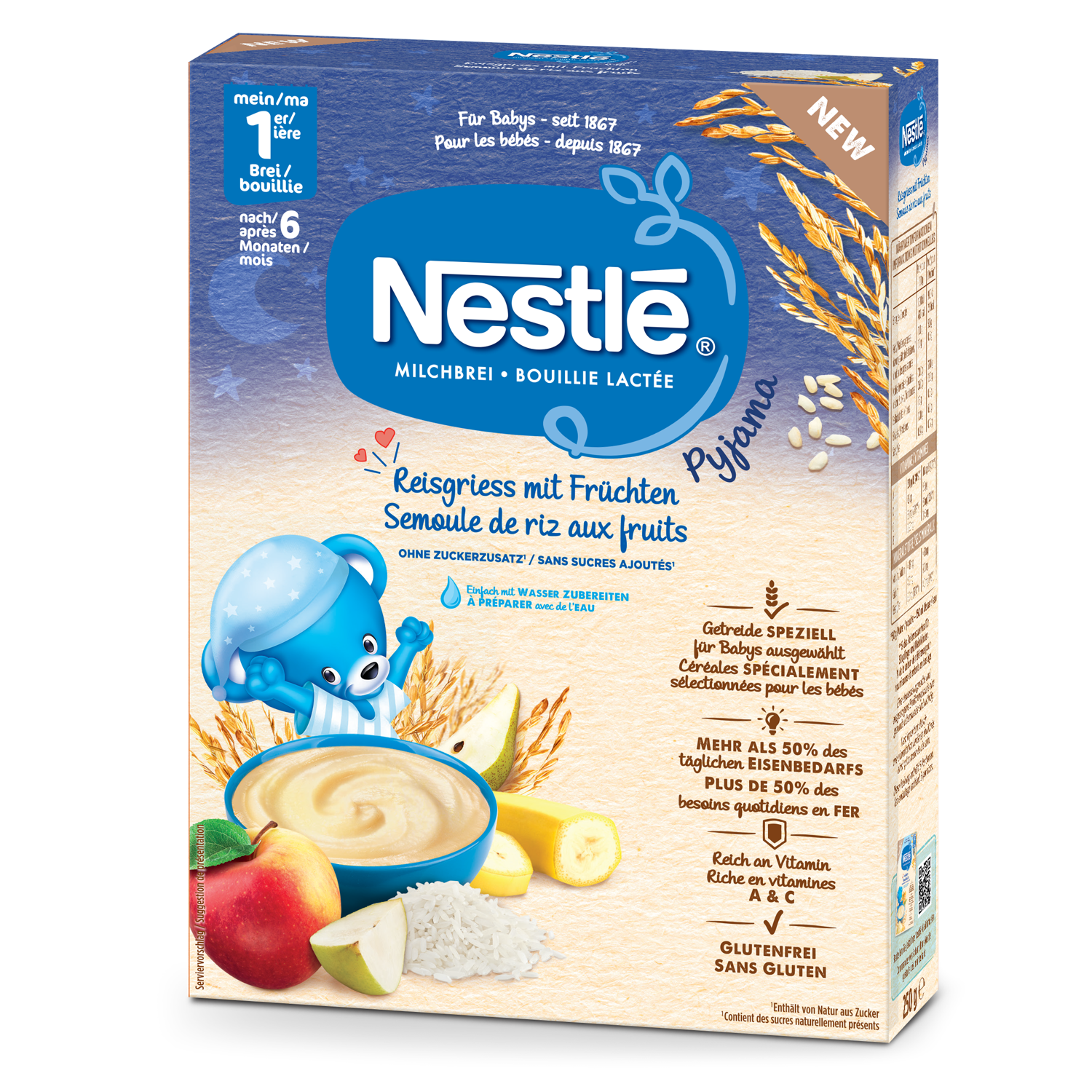 NESTLE Reisgriess Pyjama mit Früchten 6 Monate 250 g