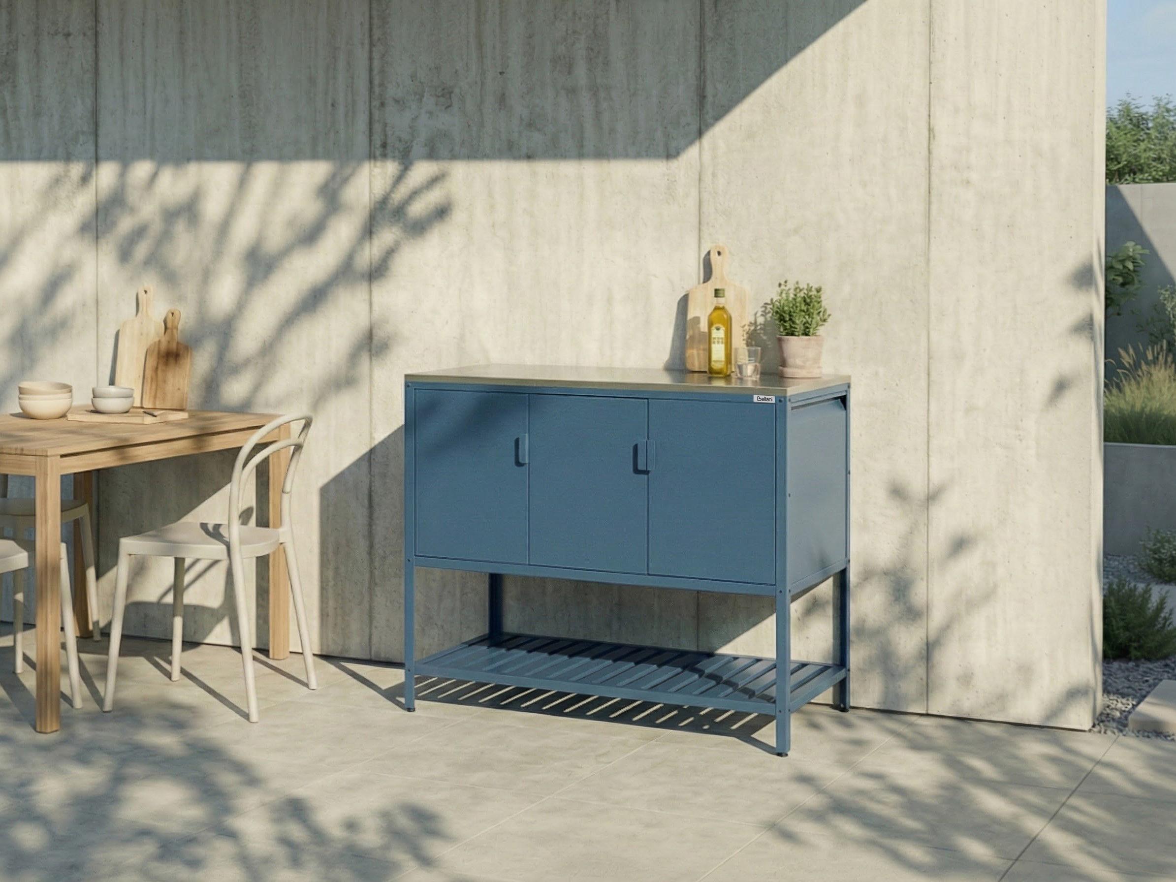2-delige buitenkeukenset met bartafel MAENZA Metaal Blauw