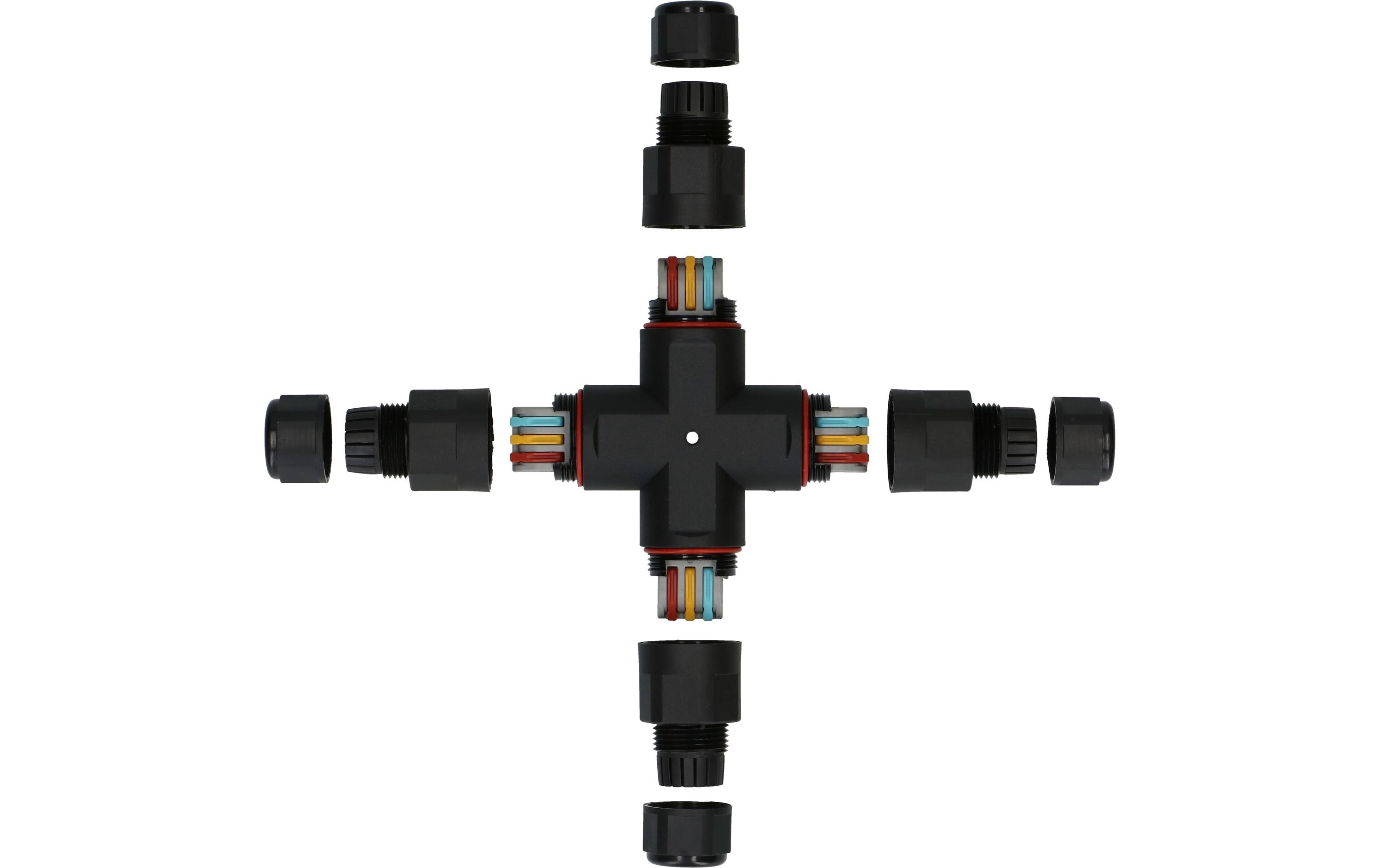 Verbindungsmuffe X-Stück IP68, 6.5 - 11 mm, Schwarz4-fach Kabelverbinder für den Aussenbereich
