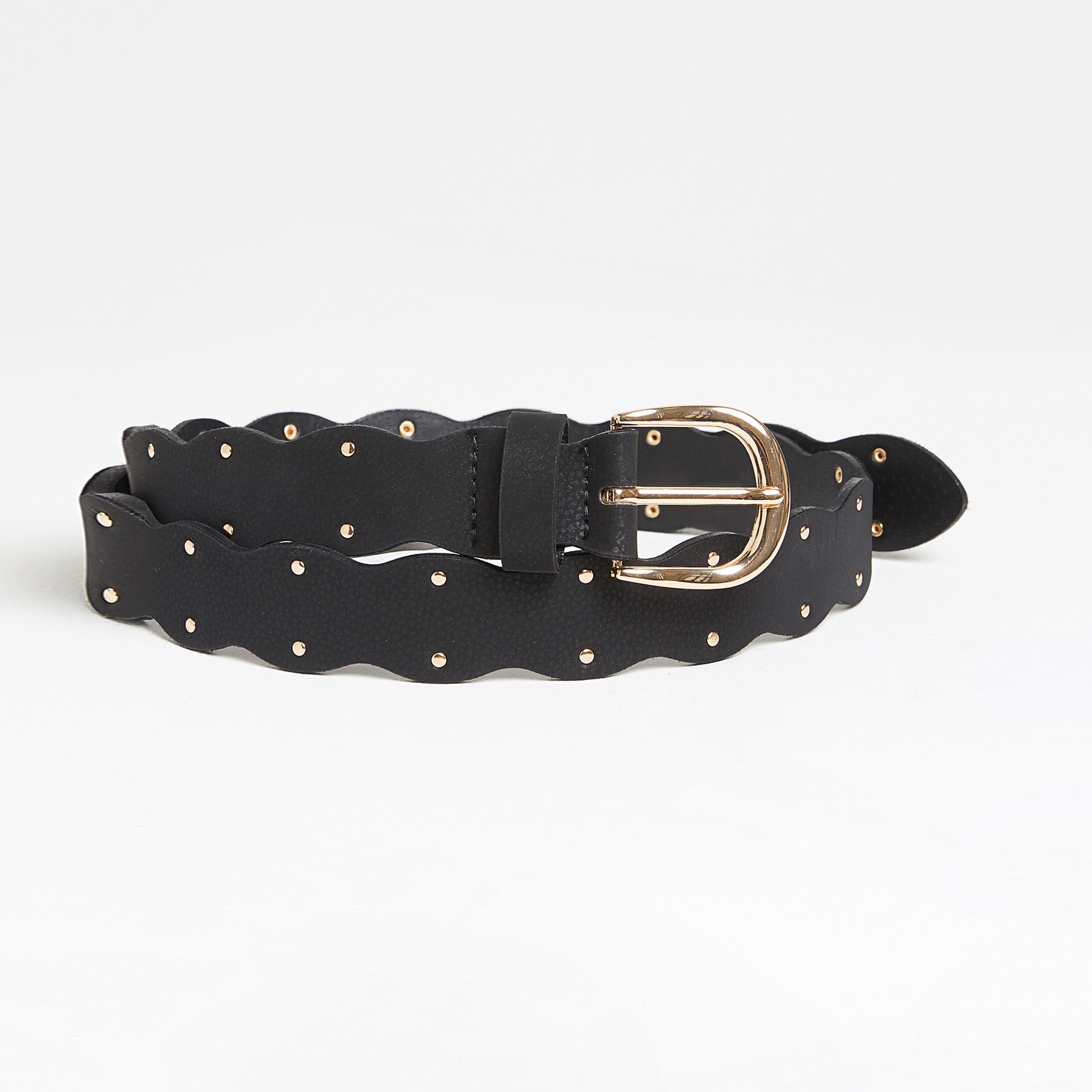 Ceinture à bords ondulés femme - NOIR