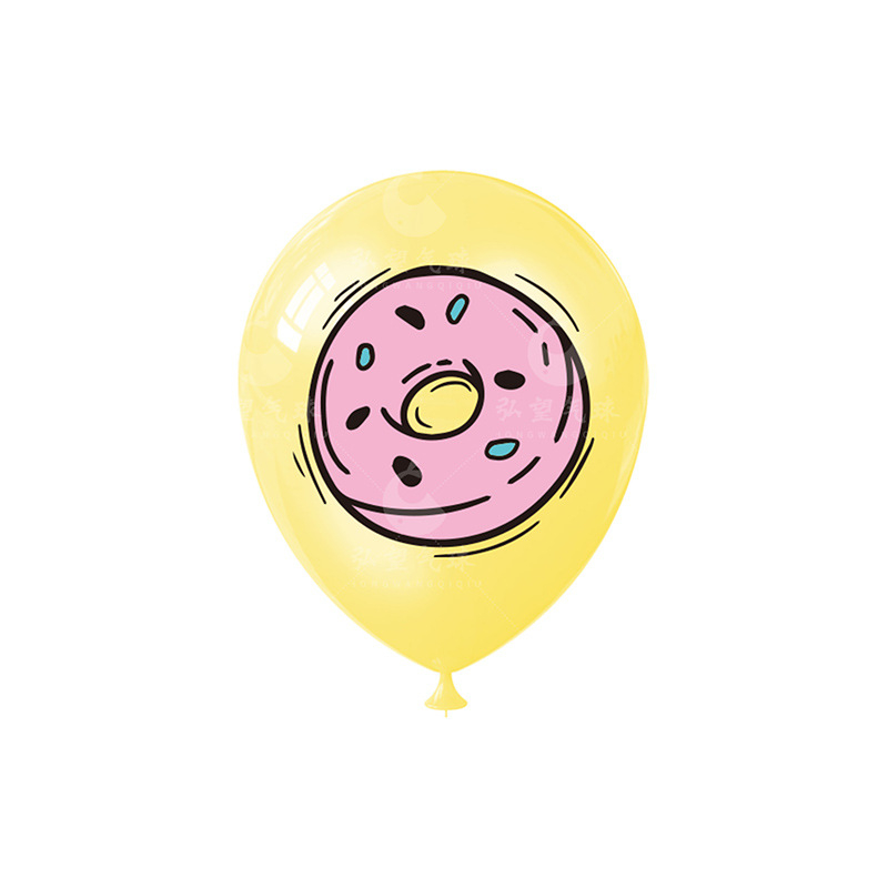 (16er Set) Party Ballons Donut Latex Luftballons - Grün / Pink / Weiss / Gelb
