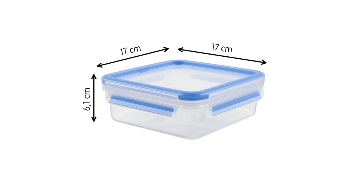 EmsaClip & Close vershoudbakje, 0,85  L doos  (Transparant/blauw, vierkant)