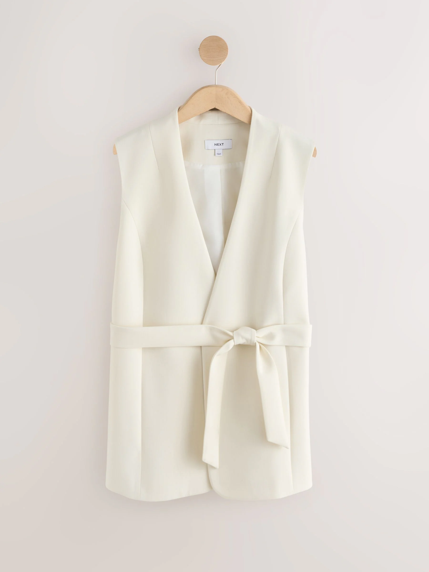 Ecru - Sleeveless Belted Top