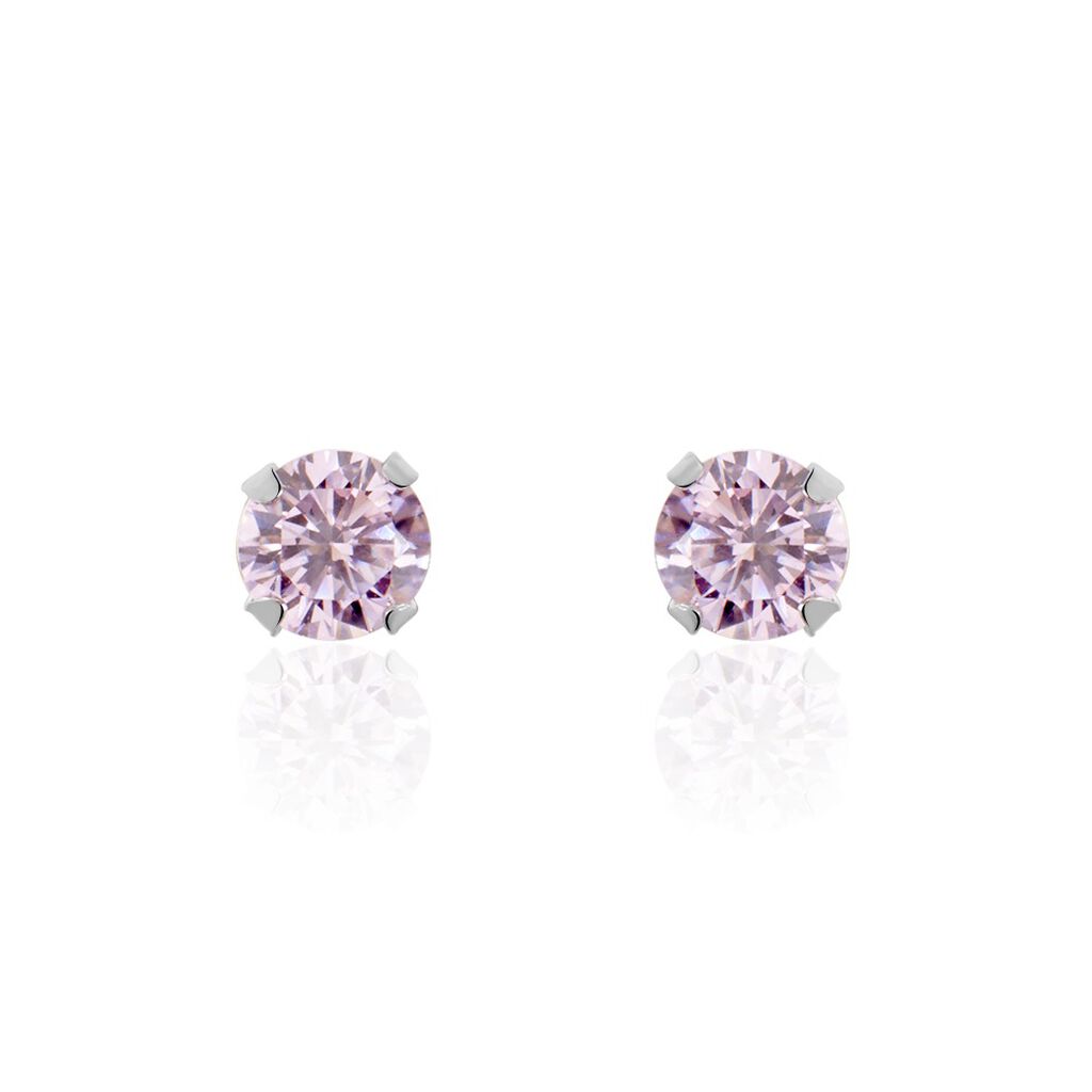 Boucles D'oreilles Puces Or Blanc Oxydes De Zirconium