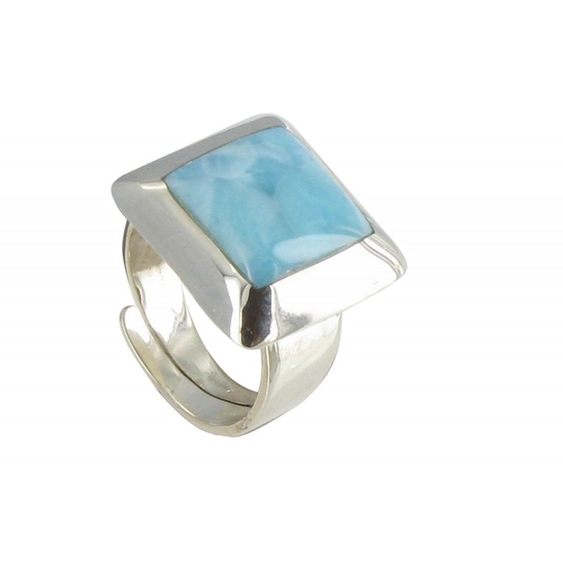 Bague Argent Carré et Larimar Dominicain