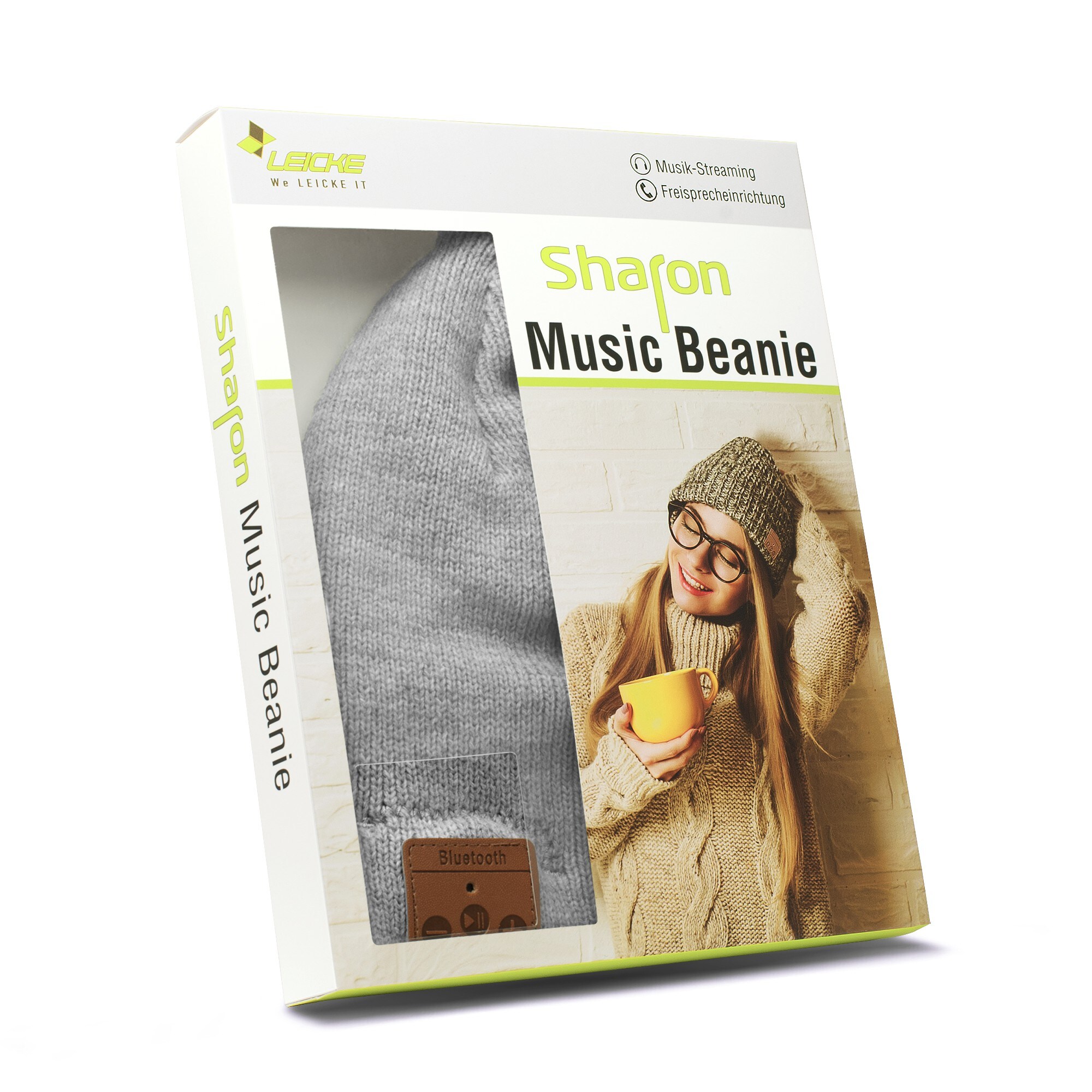 Sharon Beanie mit Bluetooth Kopfhörer, hellgrau
