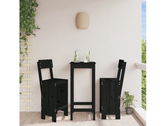 VIDAXL - Tabouret de bar Tabourets de bar 2 pcs noir 40x48,5x115,5 cm bois massif de...