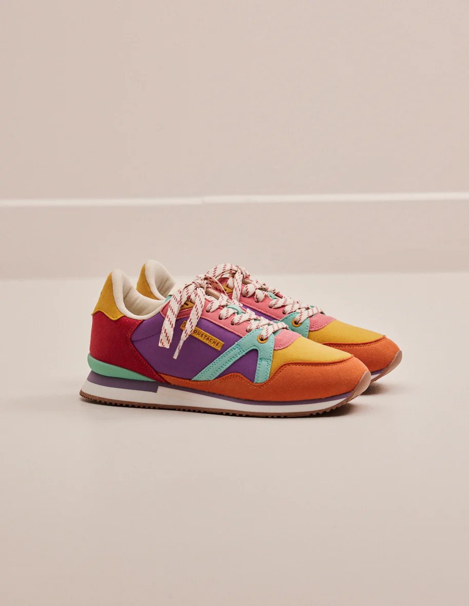 Baskets basses Andrée - Suède vegan orange moutarde ocean