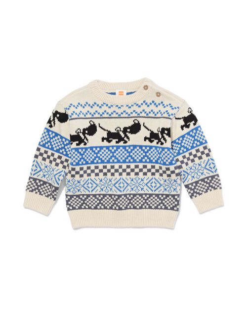 Pull Takkie tricot bleu enfant écru