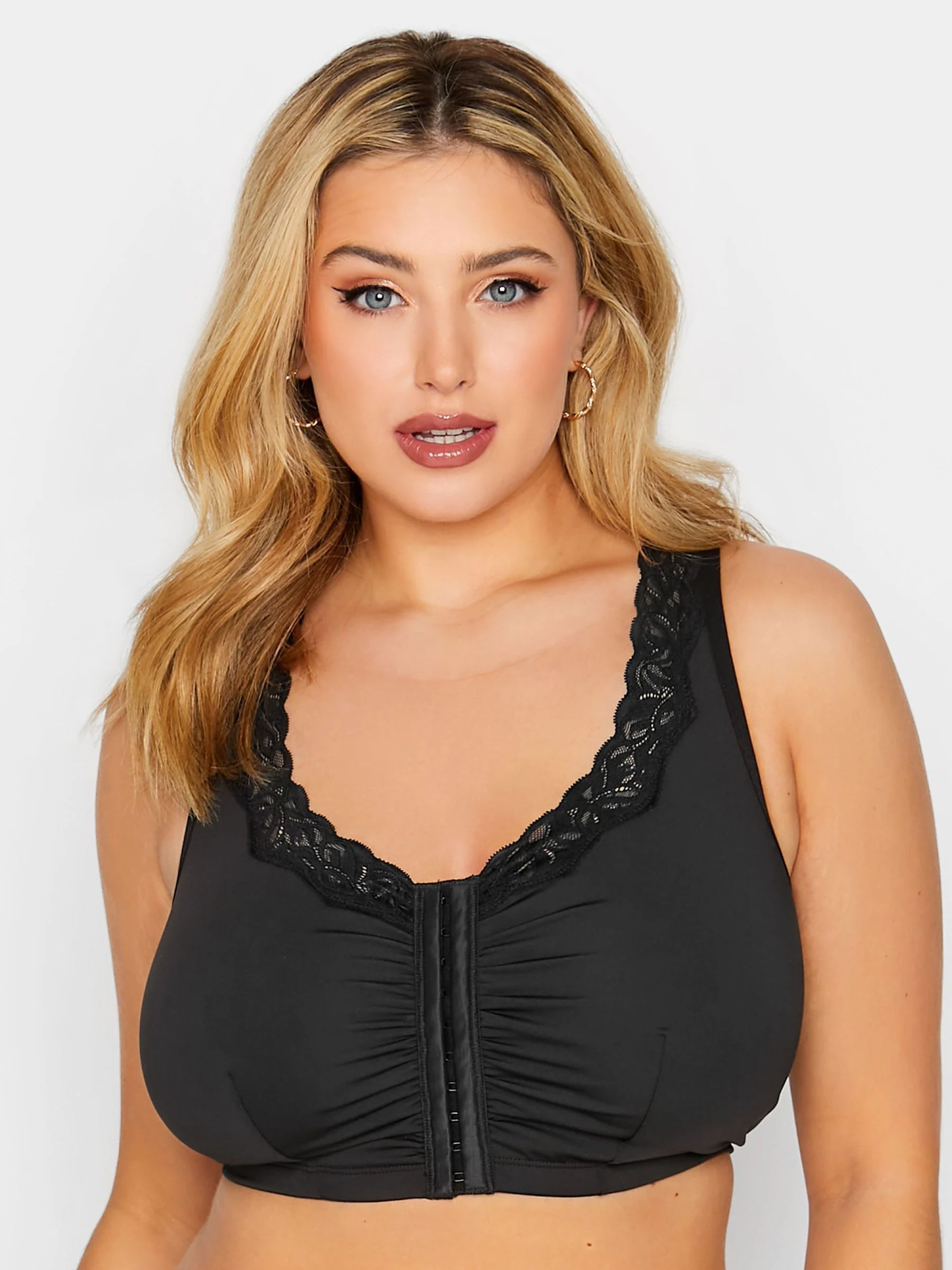 Yours Curve Lace Trim Front Fastening Bra 2 Pack
