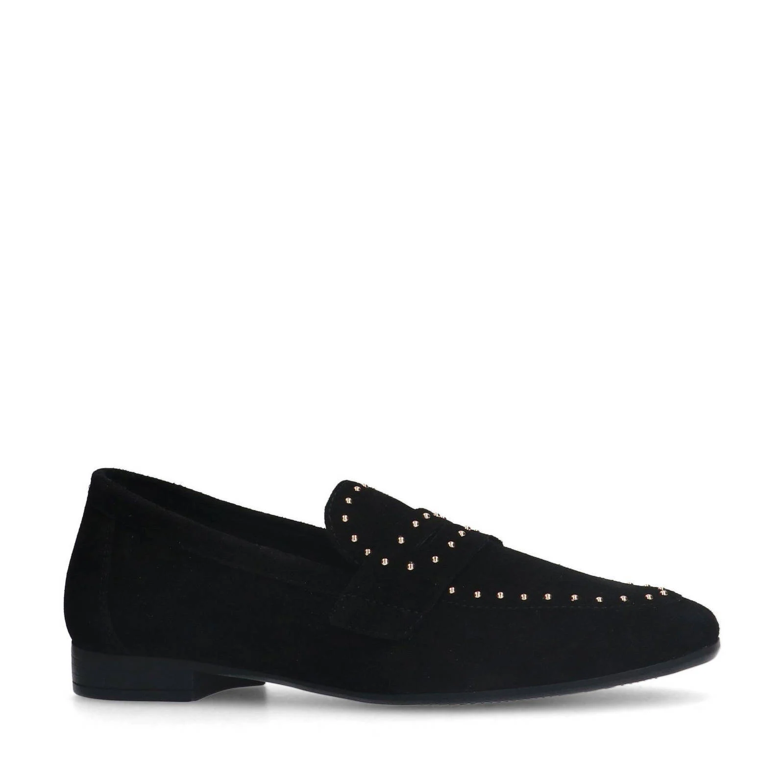 Manfield suède loafers met studs zwart