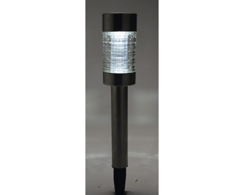 LED-zonnepadverlichting IP44 met grondpen, kleur roestvrij staal, HxØ 430x62 mm