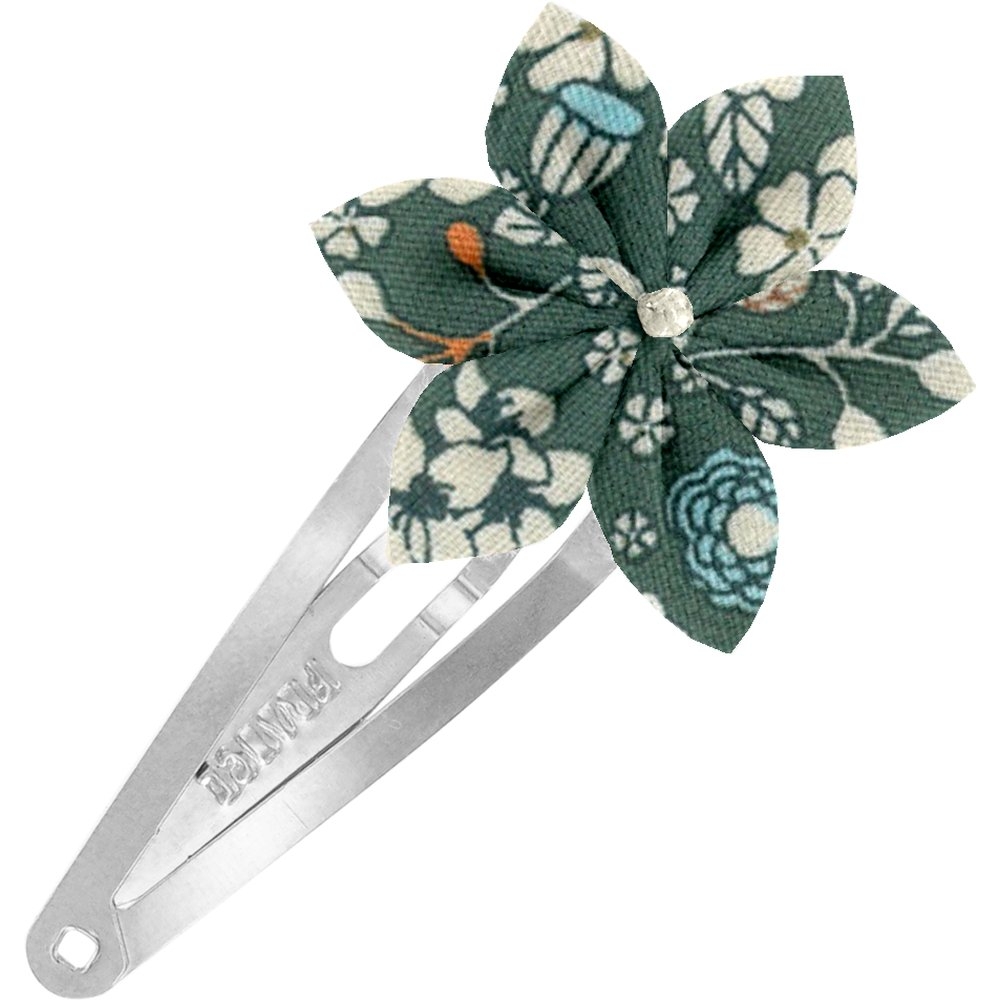 Barrette Clic-Clac Fleur Étoile Fleuri Kaki