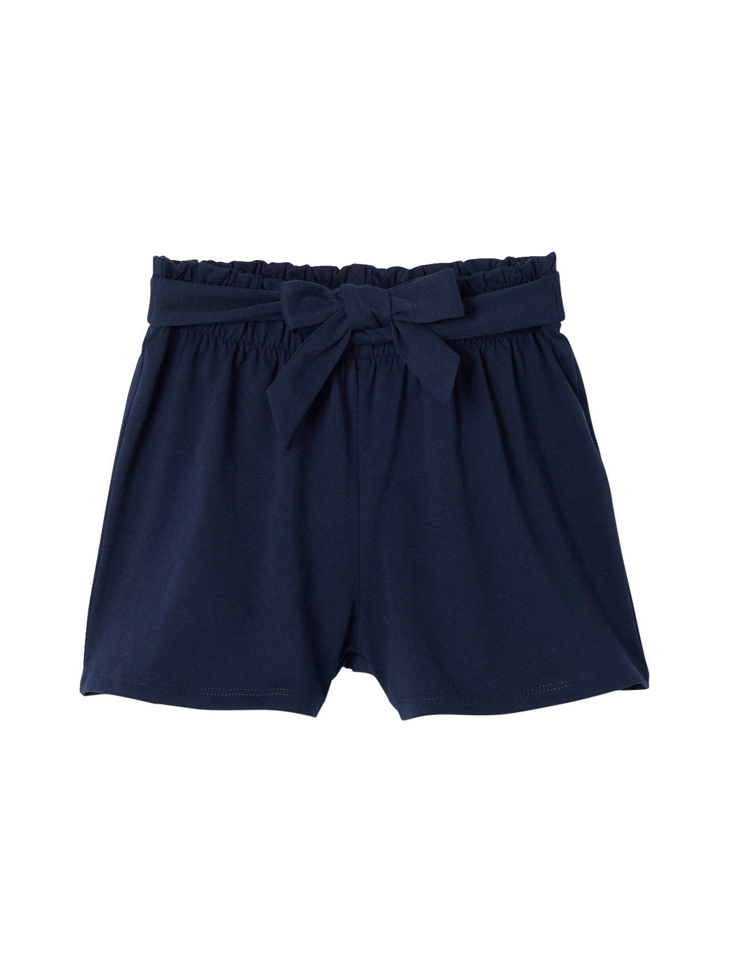 Vertbaudet Mädchen-Set: Top & Shorts mit Gürtel blau gestreift