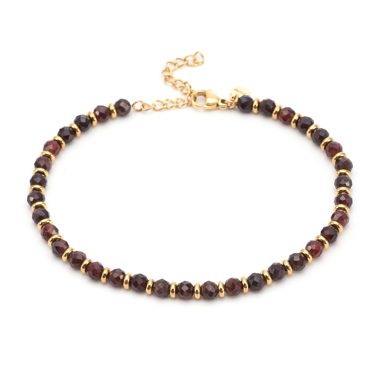 Sixty Stones - 60 - Chaîne De Cheville Perles Pierres Naturelles Onyx Rouge - 25 X 0,4 Cm-