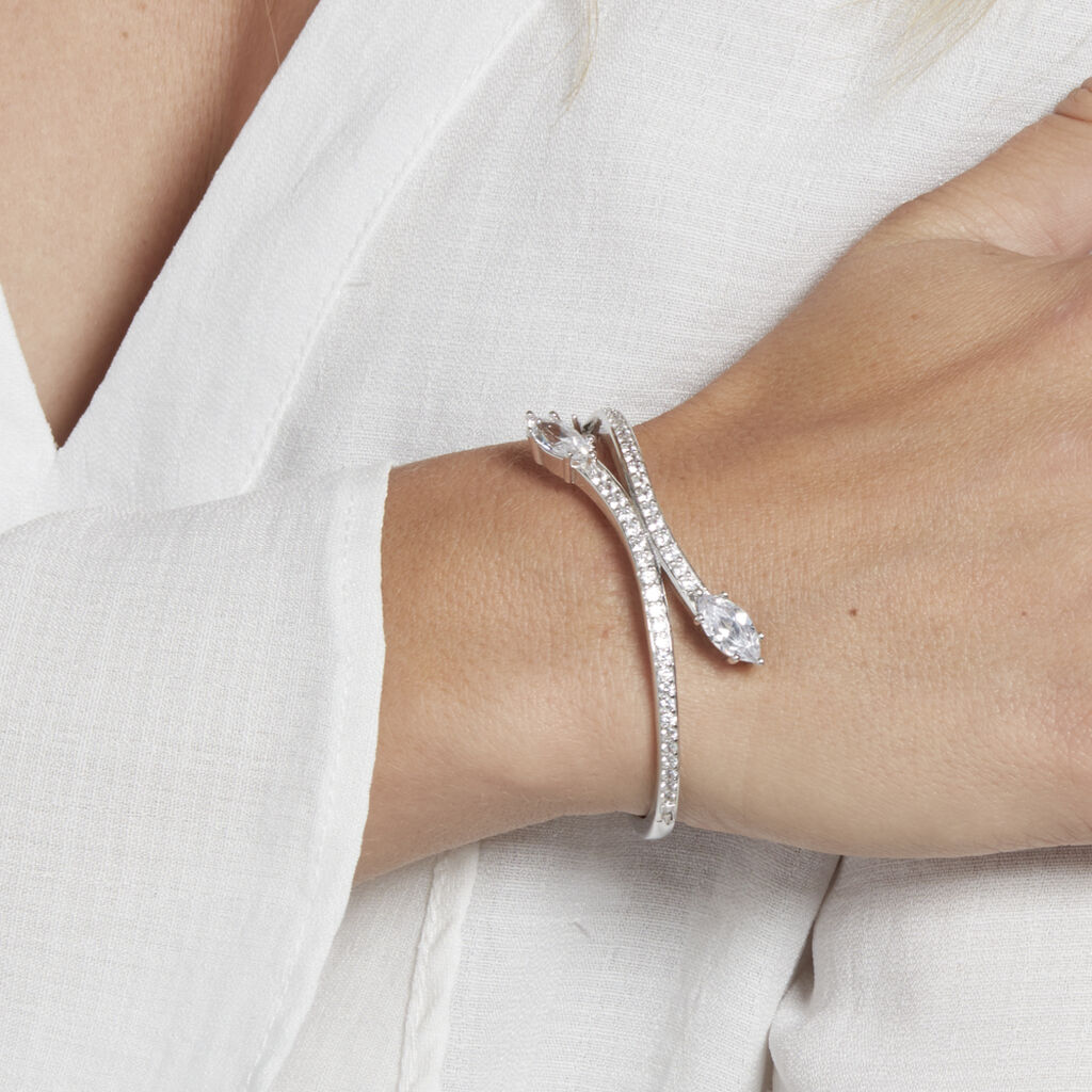 Bracelet Jonc Argent Nevarte Oxydes De Zirconium