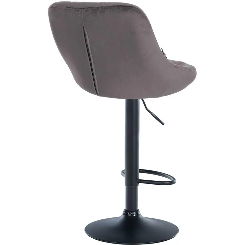 CLP Set van 2 Barkruk Lazio zwart Frame - Fluweel - grijs