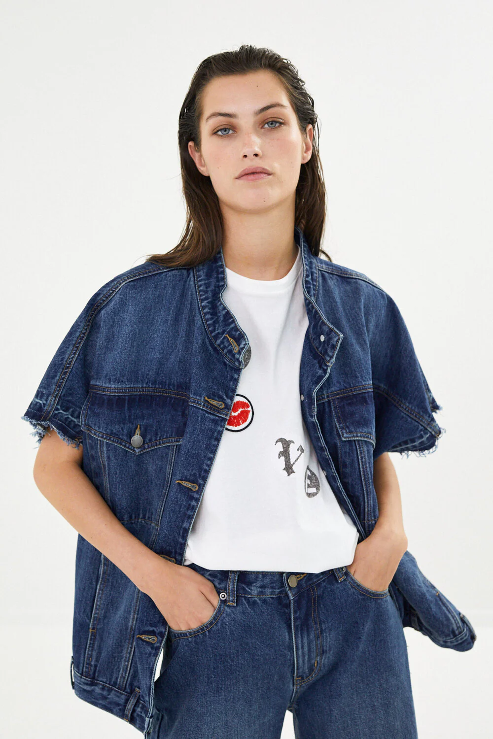 Rabens Saloner  Mir denimvest - Washed Indigo