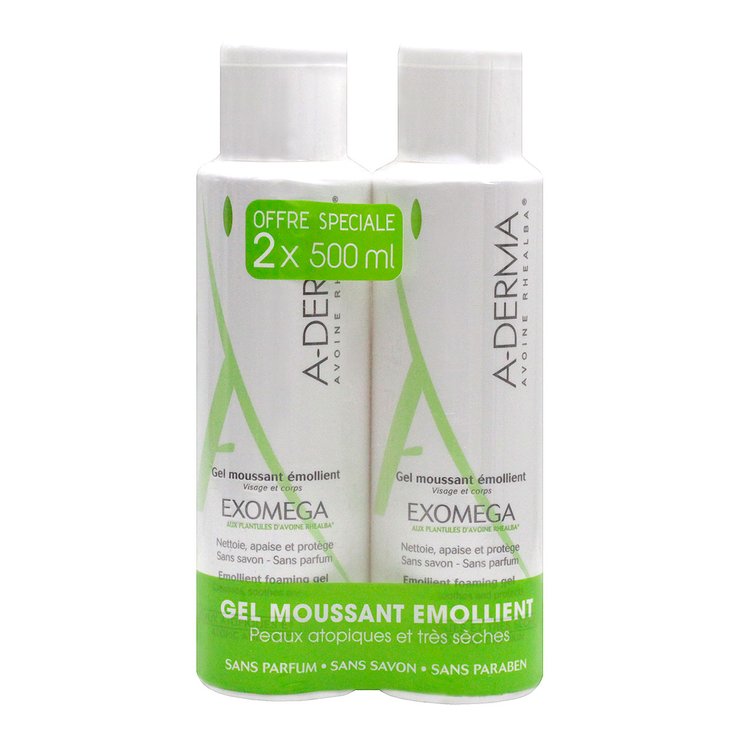 Gel moussant émollient Exomega 2x500ml