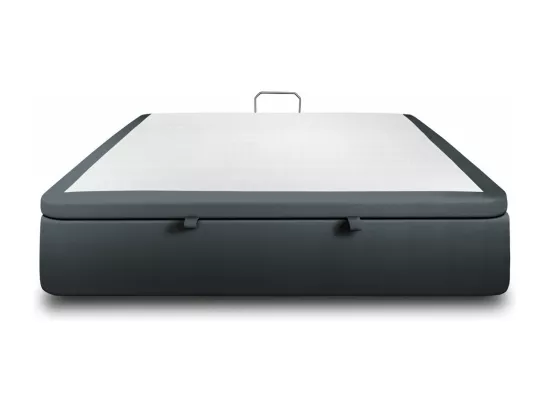 Sommier Coffre Velours Gris anthracite 200x200 H39cm
