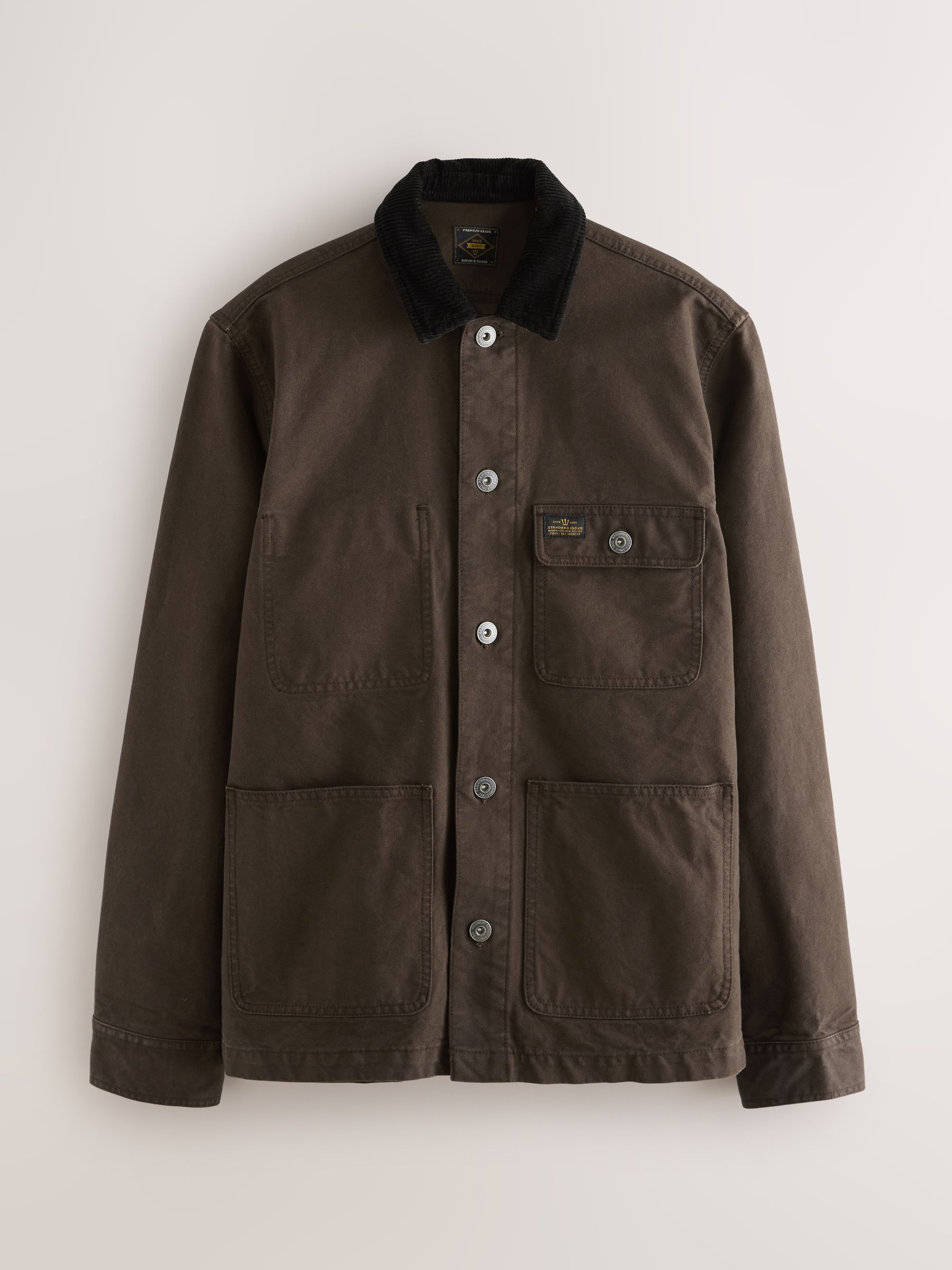 Bruin - Corduroy canvas shacket overshirt met kraag