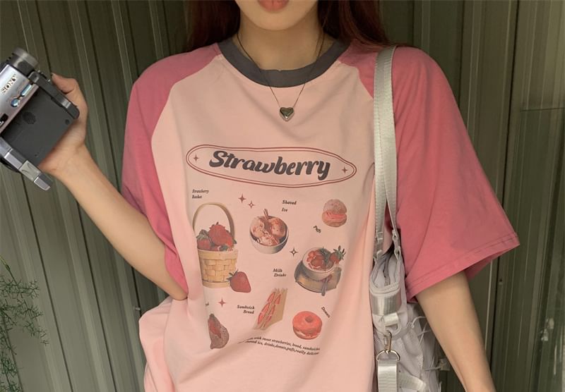 Cloud Nine - Raglan T-shirt met korte mouwen en ronde hals en cakeprint