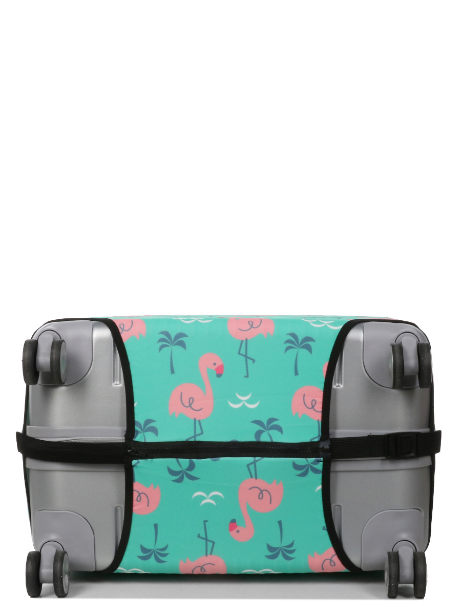 Housse de valise Periea Green with Pink Flamingos L