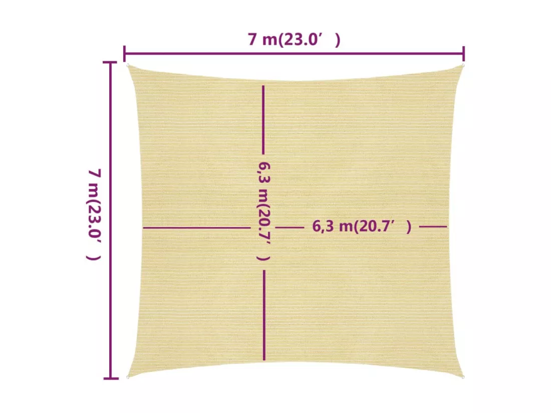 Voile d'ombrage 160 g/m² Beige 7x7 m PEHD