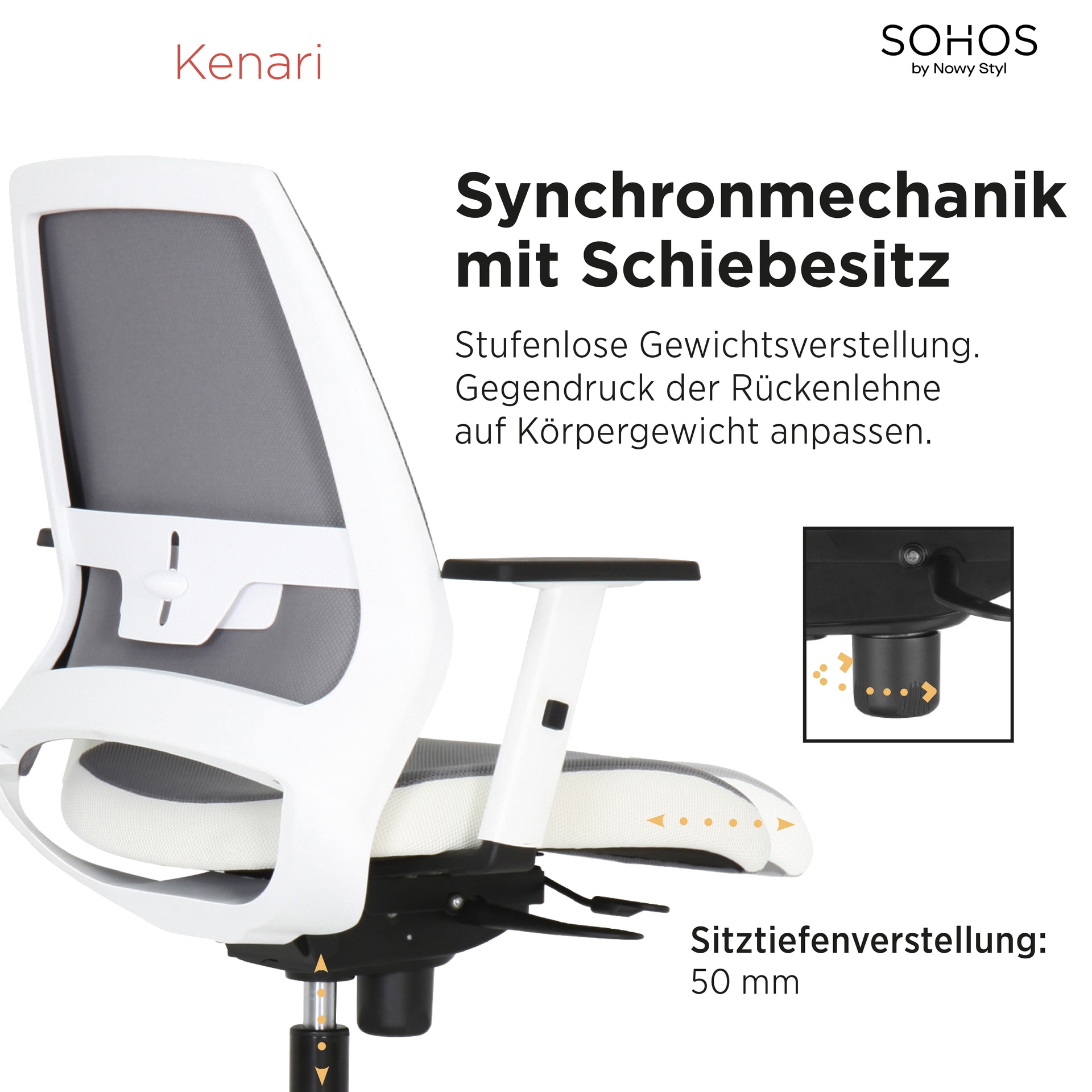 NOWY STYL Drehstuhl KENARI weiß/ grau
