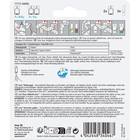 Powerstrips Clou adhésif pour papier peint et plâtre,