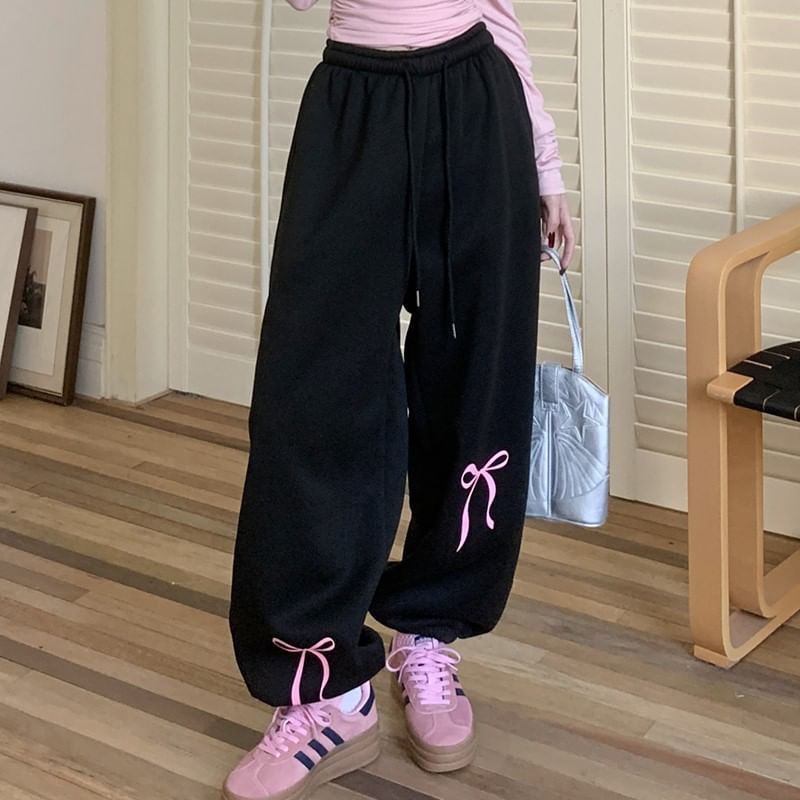 monroll - Harem-joggingbroek met trekkoord en strikprint