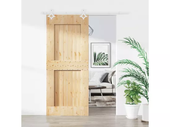 Porte coulissante et kit de quincaillerie 85x210 cm pin massif