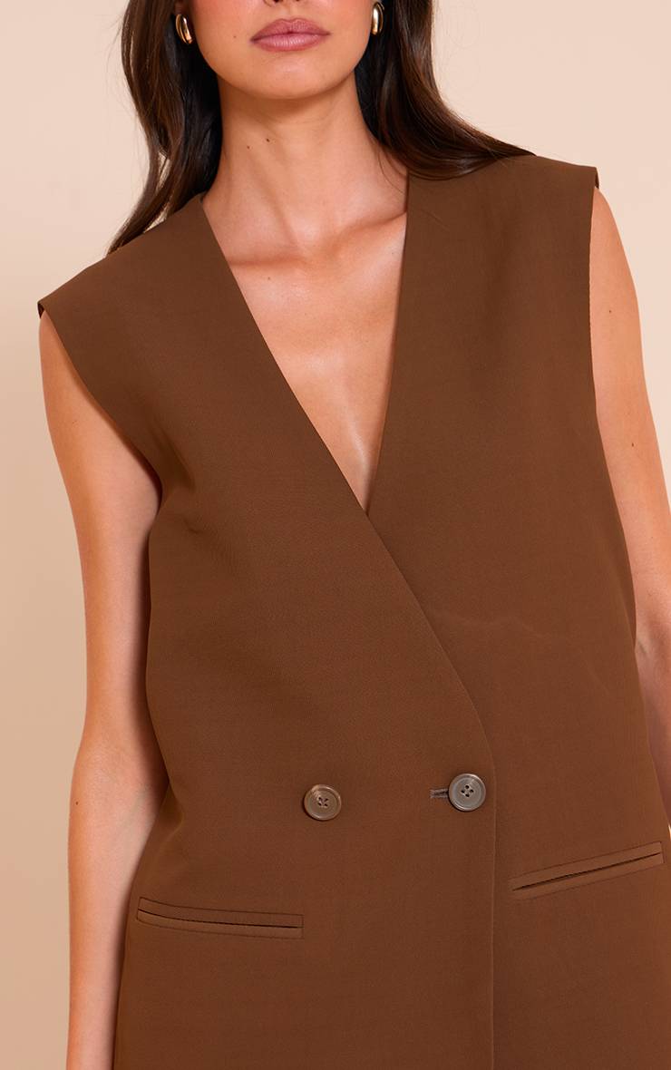Marron Gilet Oversize Boxy