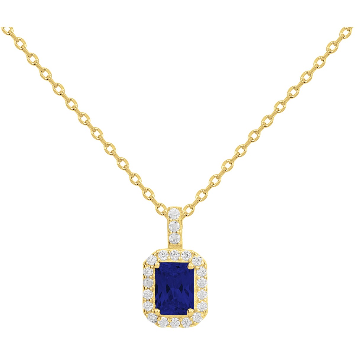 Collier en Plaqué Or avec spinelle bleu saphir